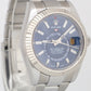 MINT PAPERS Rolex Sky-Dweller BLUE 18K Fluted 42mm Steel Oyster Watch 326934 BOX