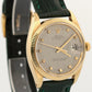 Rolex Oyster Perpetual Date 34mm SILVER 14K Yellow Gold Green Leather 1503 Watch