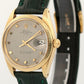 Rolex Oyster Perpetual Date 34mm SILVER 14K Yellow Gold Green Leather 1503 Watch