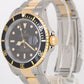 Rolex Submariner Date BLACK 18K Yellow Gold SEL Stainless Steel 40mm Watch 16613