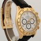 Rolex Daytona Cosmograph WHITE ARABIC 18K Yellow Gold Black Leather 16518 Watch