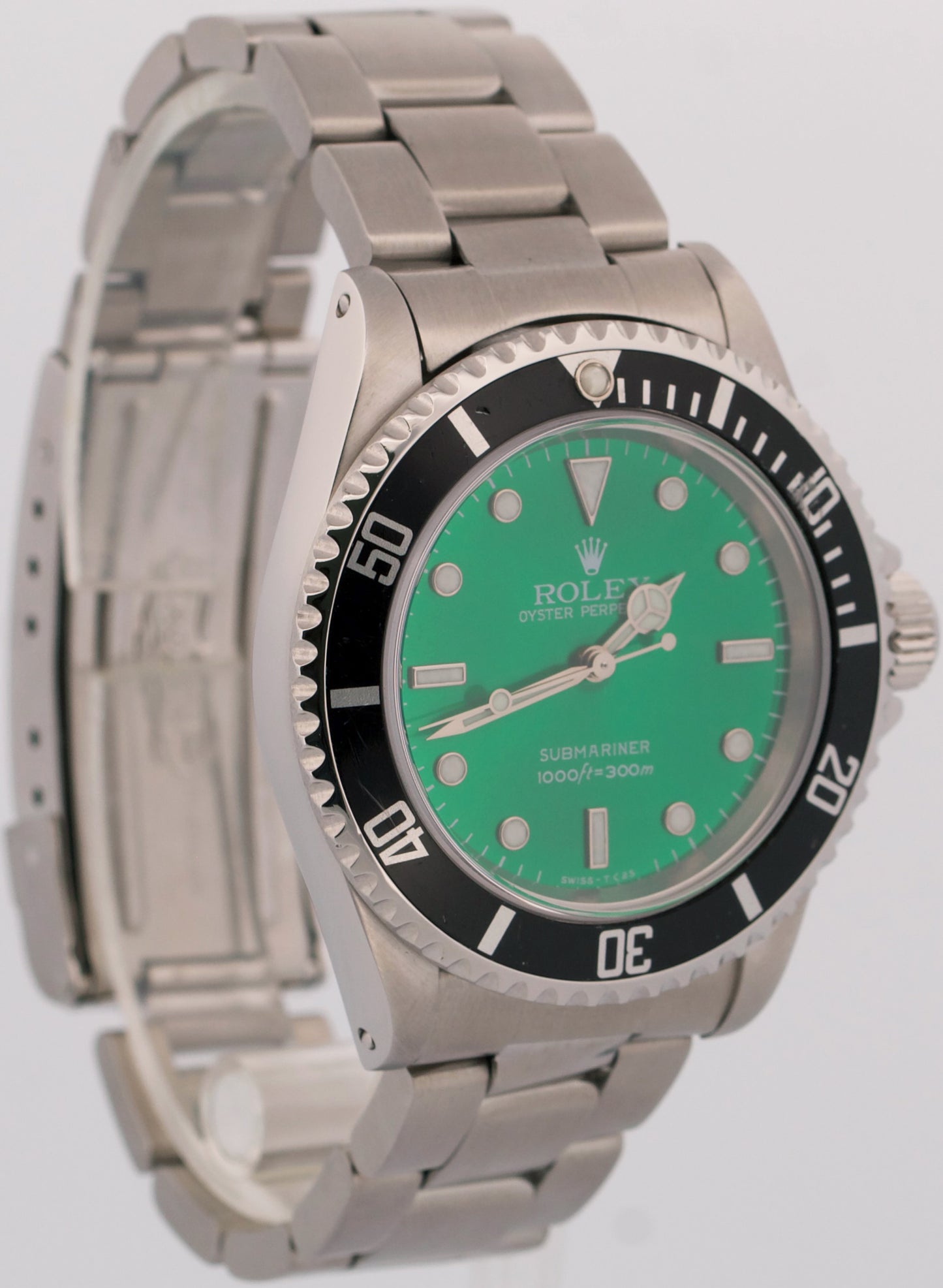 Rolex No-Date Submariner GREEN Black Stainless Steel 40mm 14060 Oyster Watch