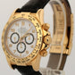 Rolex Daytona Cosmograph WHITE ARABIC 18K Yellow Gold Black Leather 16518 Watch
