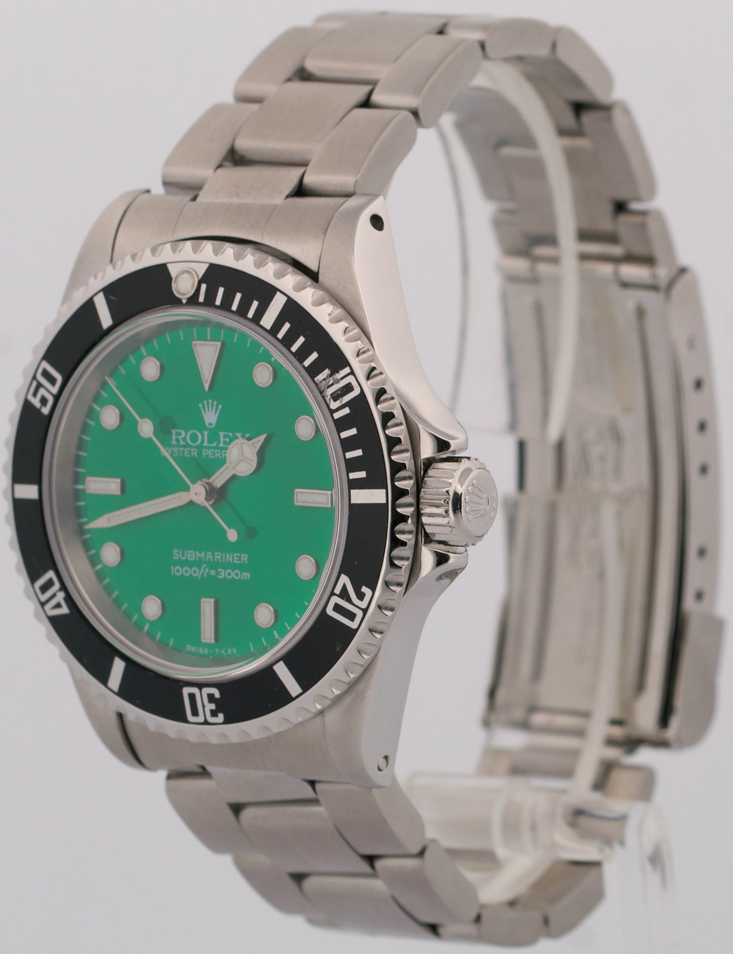 Rolex No-Date Submariner GREEN Black Stainless Steel 40mm 14060 Oyster Watch