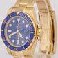 MINT Rolex Submariner Date Ceramic BLUE 18K Yellow Gold 40mm Oyster Watch 116618