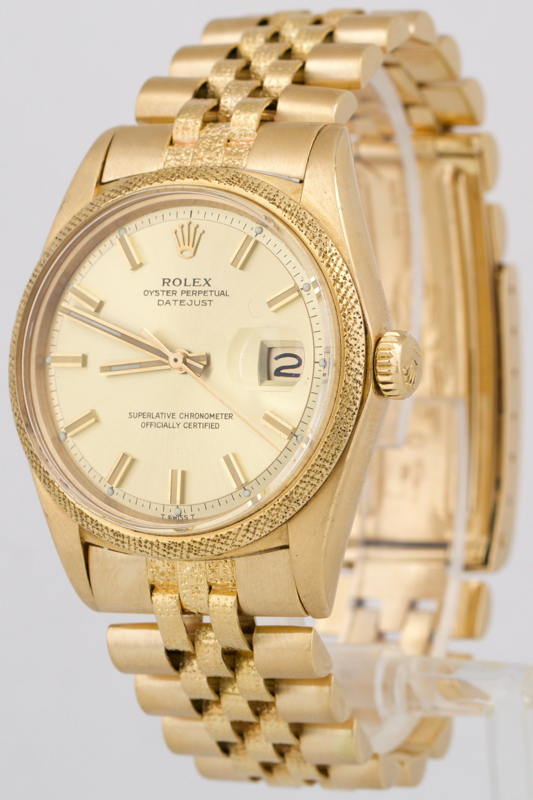 Rolex Datejust Champagne Florentine 36mm 18K Yellow Gold Jubilee 1611 Watch