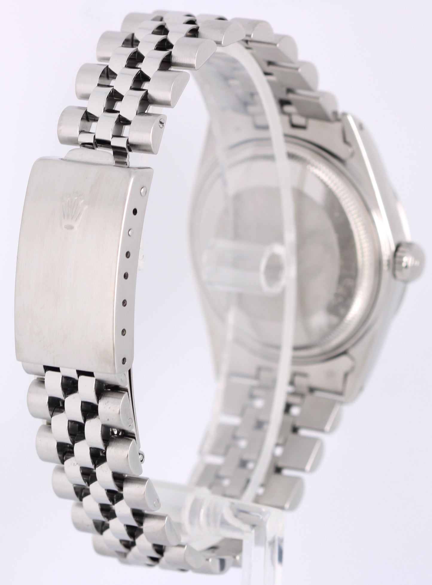 VINTAGE Rolex DateJust Steel Silver 36mm Engine-Turned 16030 Jubilee Watch