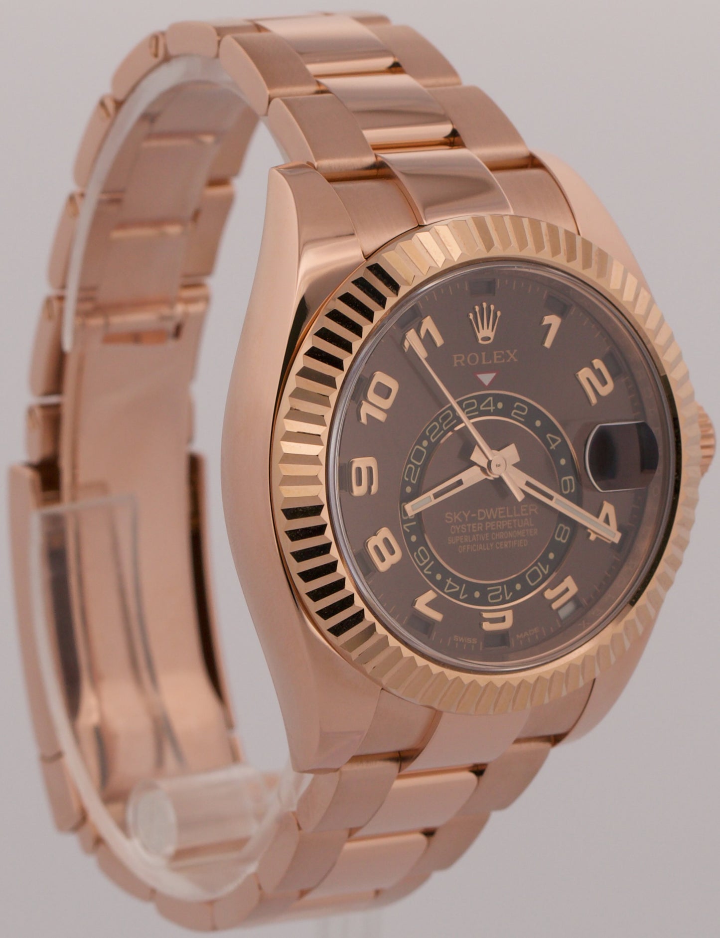 2017 PAPERS Rolex Sky-Dweller CHOCOLATE Brown 18K Rose Gold 42mm 326935 BOX