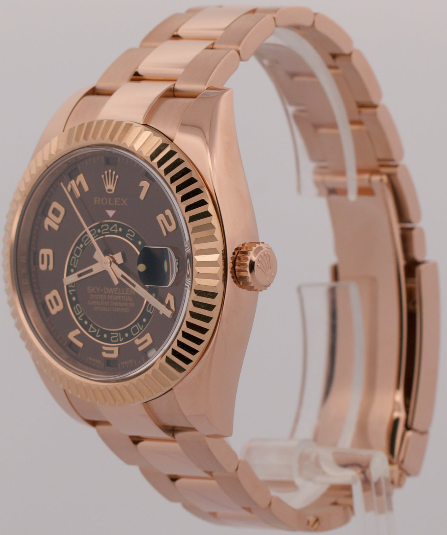 2017 PAPERS Rolex Sky-Dweller CHOCOLATE Brown 18K Rose Gold 42mm 326935 BOX