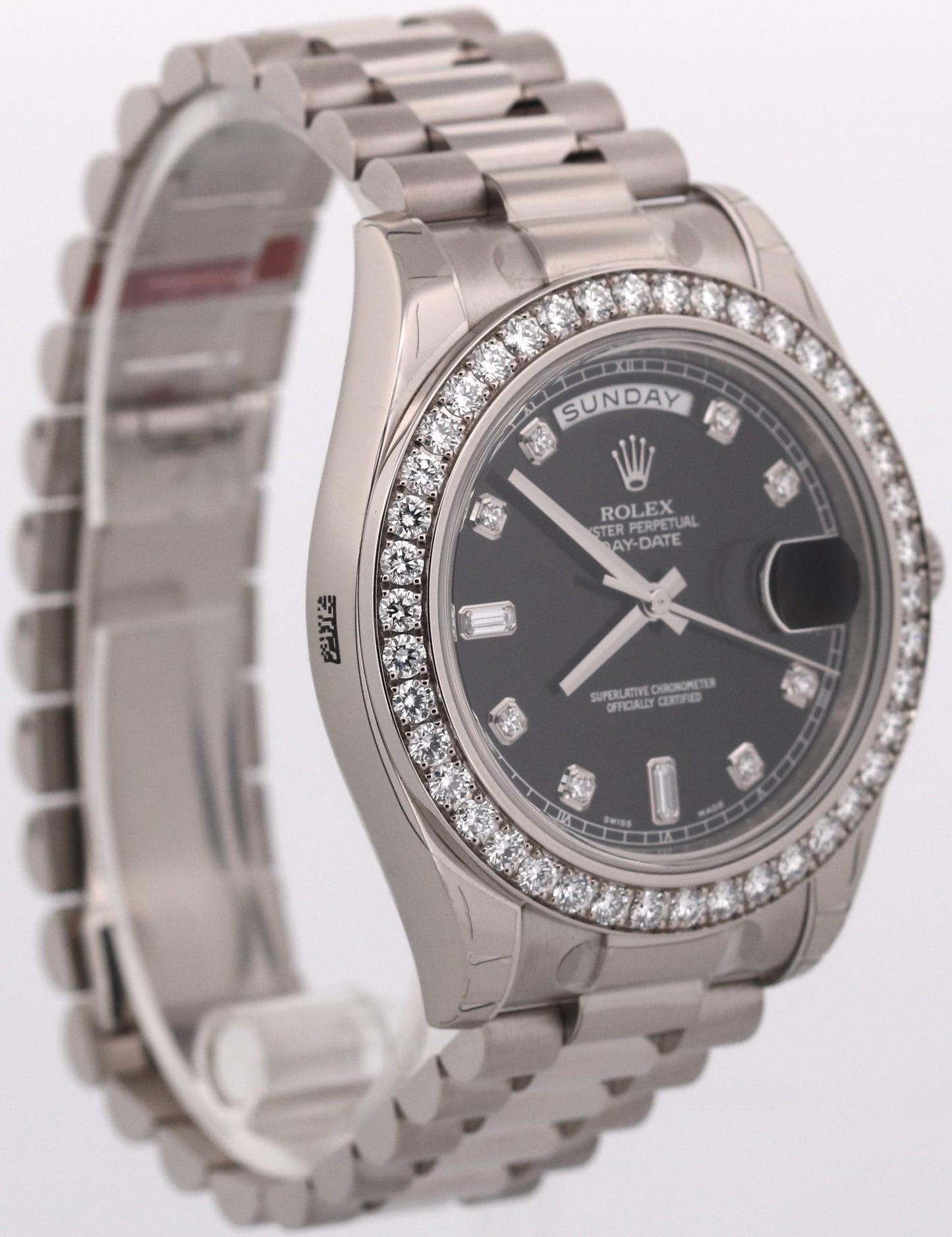 NOS STICKERED PAPERS Rolex Day-Date II President FACTORY DIAMOND 41mm 218349 BOX