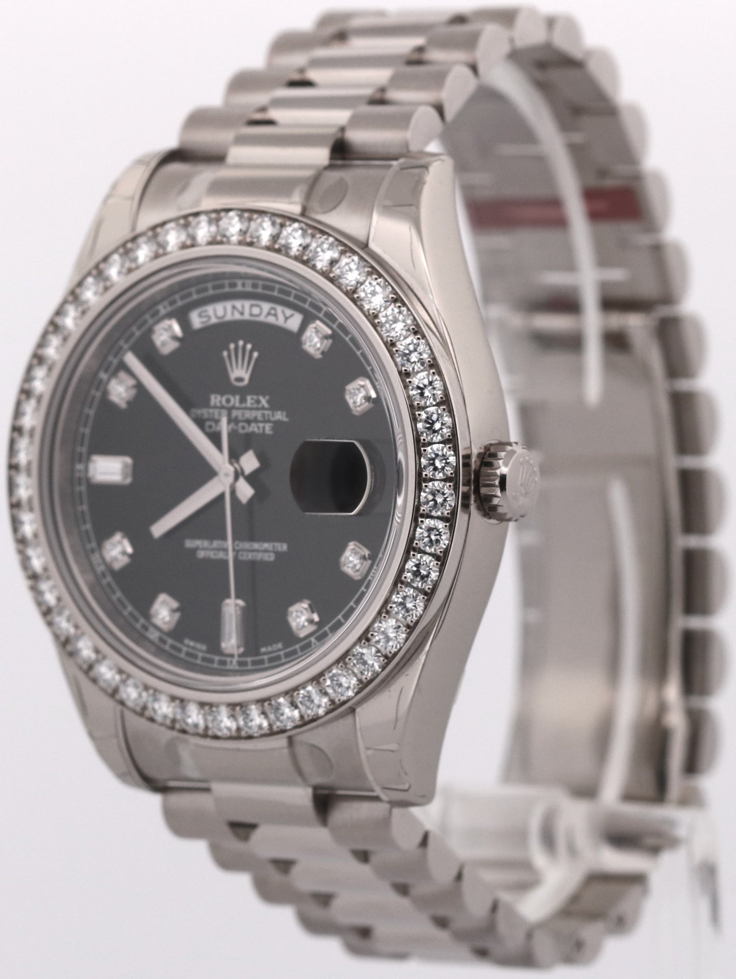 NOS STICKERED PAPERS Rolex Day-Date II President FACTORY DIAMOND 41mm 218349 BOX