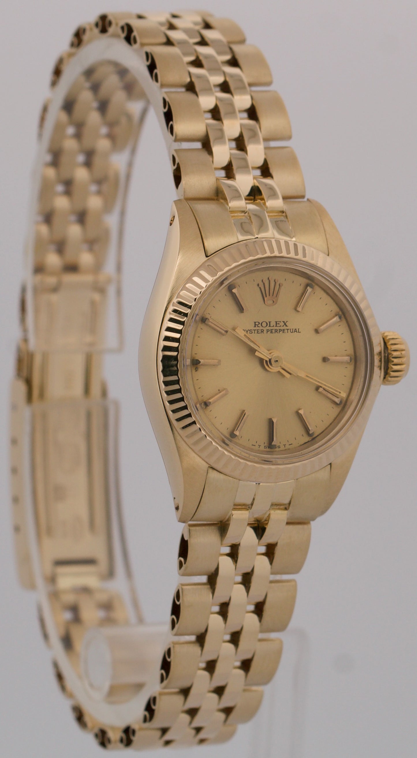 VINTAGE 1983 Rolex Oyster Perpetual CHAMPAGNE 14K Yellow Gold 24mm JUBILEE 6719