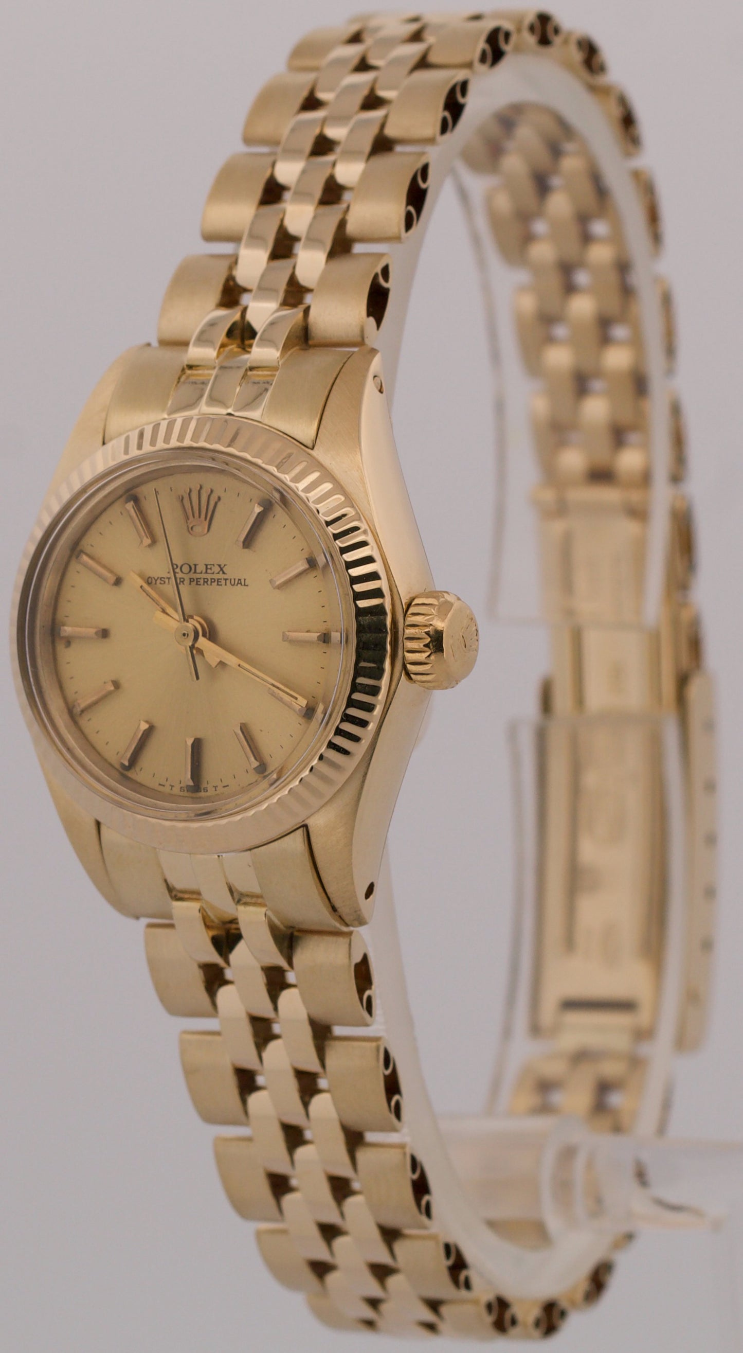 VINTAGE 1983 Rolex Oyster Perpetual CHAMPAGNE 14K Yellow Gold 24mm JUBILEE 6719