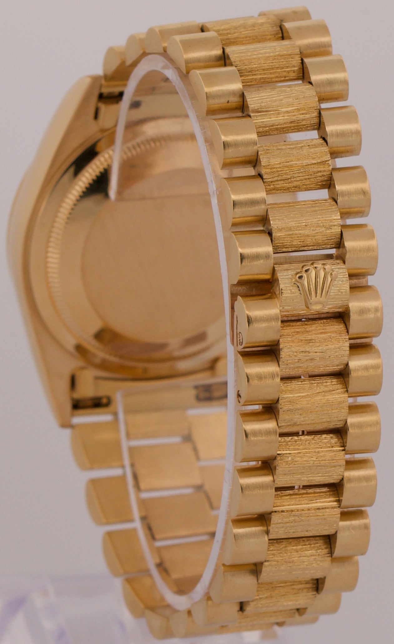 1979 Rolex Day-Date President 36mm WHITE ROMAN BARK 18K Yellow Gold Fluted 18078
