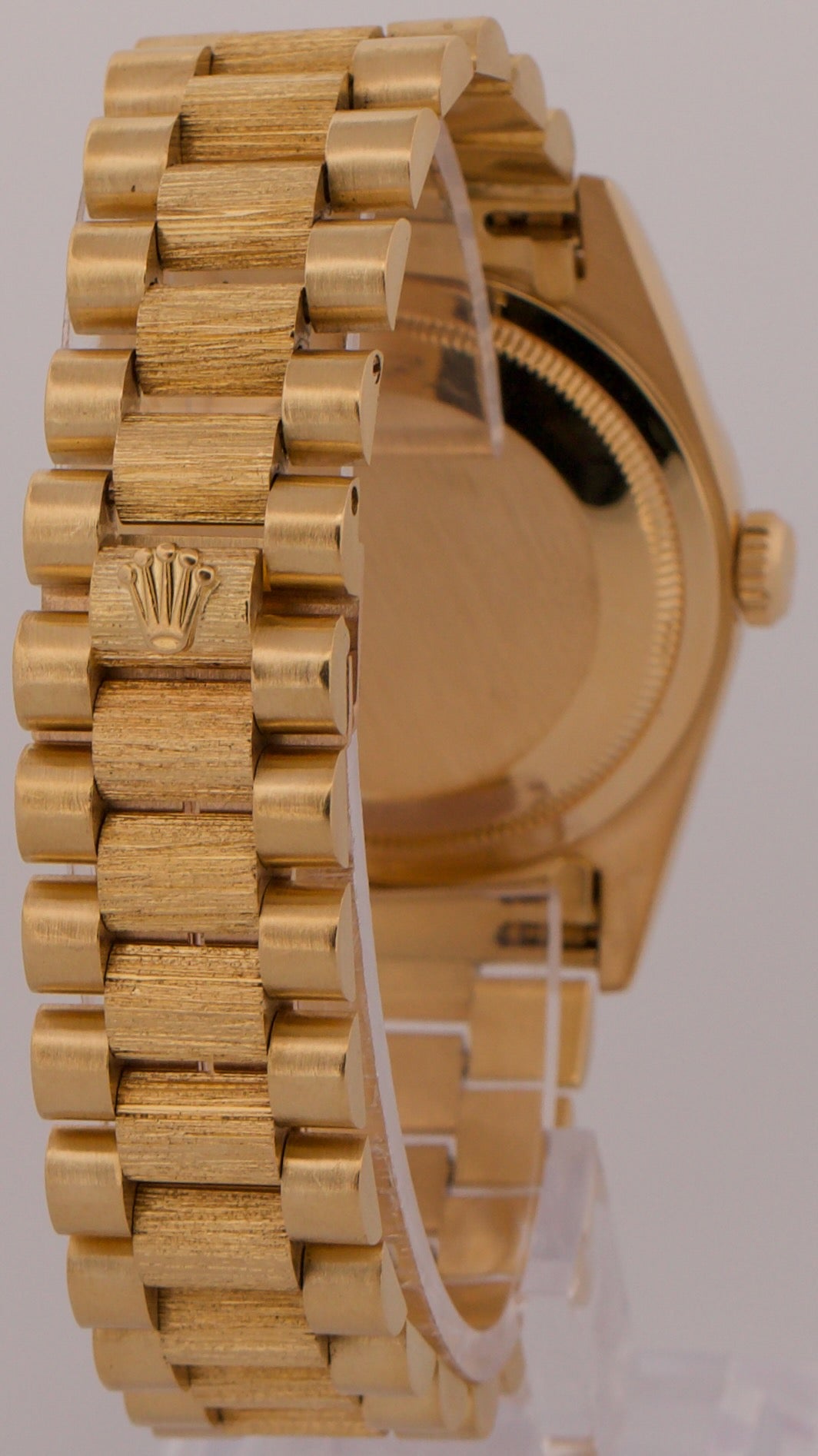 1979 Rolex Day-Date President 36mm WHITE ROMAN BARK 18K Yellow Gold Fluted 18078