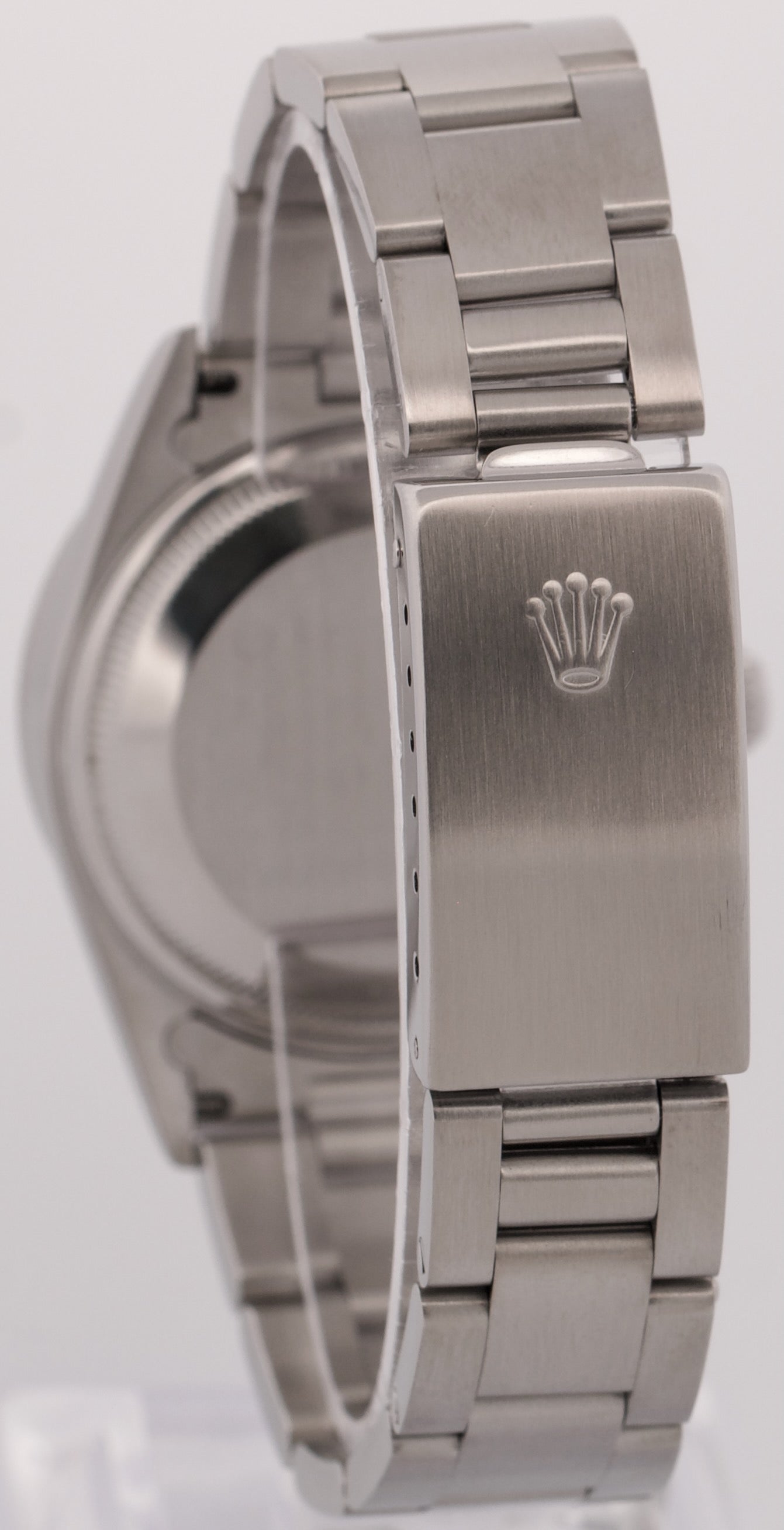 1996 Rolex Oyster Perpetual Date 34mm SILVER Steel Oyster NO-HOLES 15210 Watch
