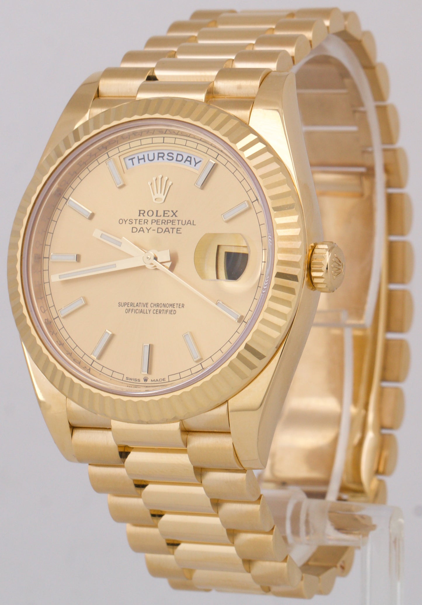 MINT 2021 PAPERS Rolex Day-Date President 40mm CHAMPAGNE 18K Gold 228238 BOX