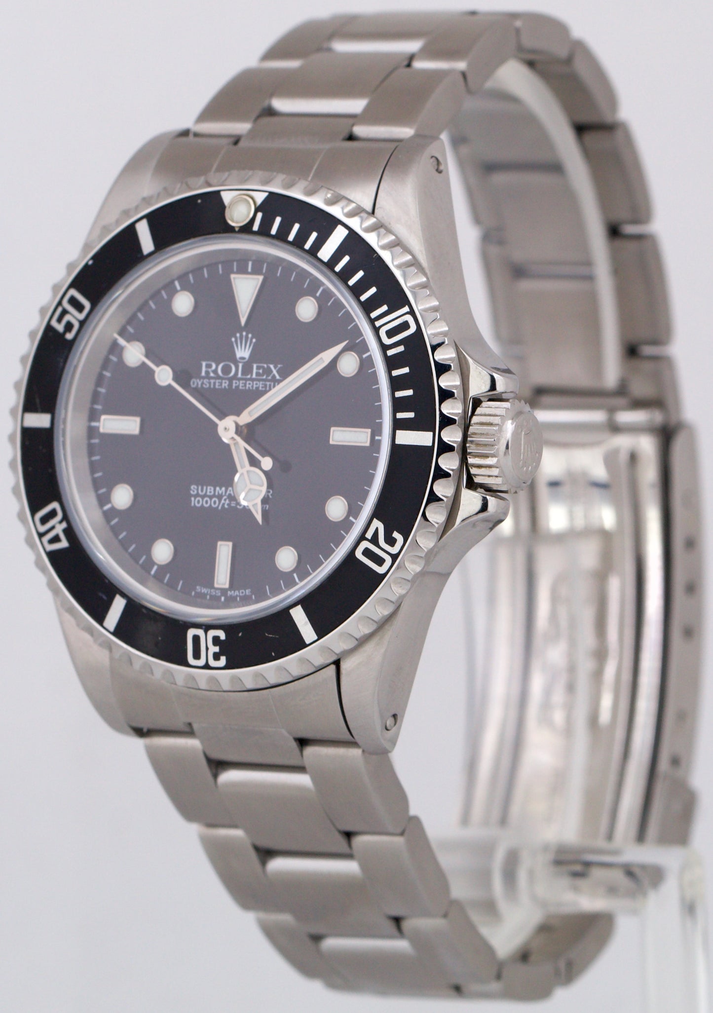 PAPERS Rolex Submariner No-Date Stainless Steel Black 40mm Watch 14060 BOX