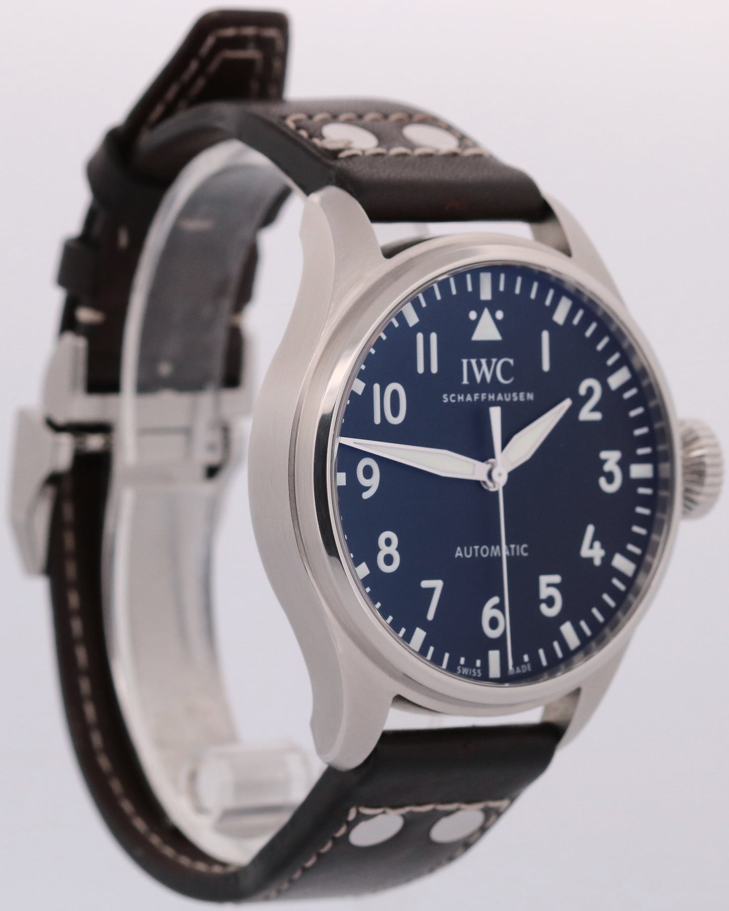 2021 PAPERS IWC Big Pilot 43 BLACK Stainless Steel 43mm Leather IW329301 BOX