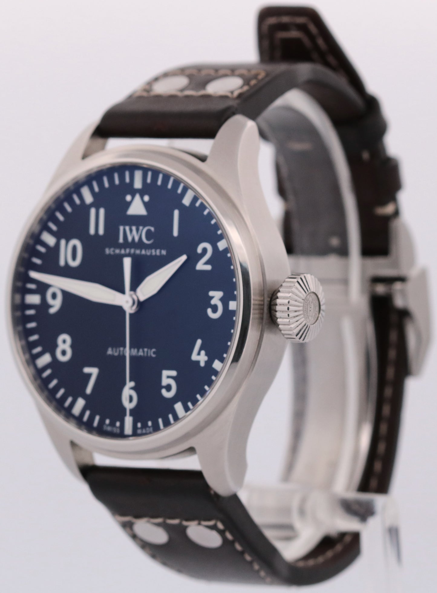 2021 PAPERS IWC Big Pilot 43 BLACK Stainless Steel 43mm Leather IW329301 BOX