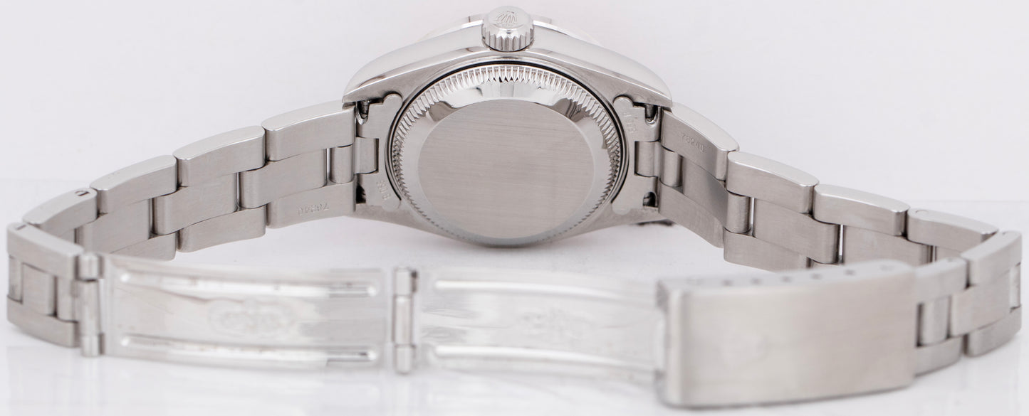 Ladies Rolex Oyster Perpetual Date Salmon Diamond Bezel 26mm 79240 Steel Watch