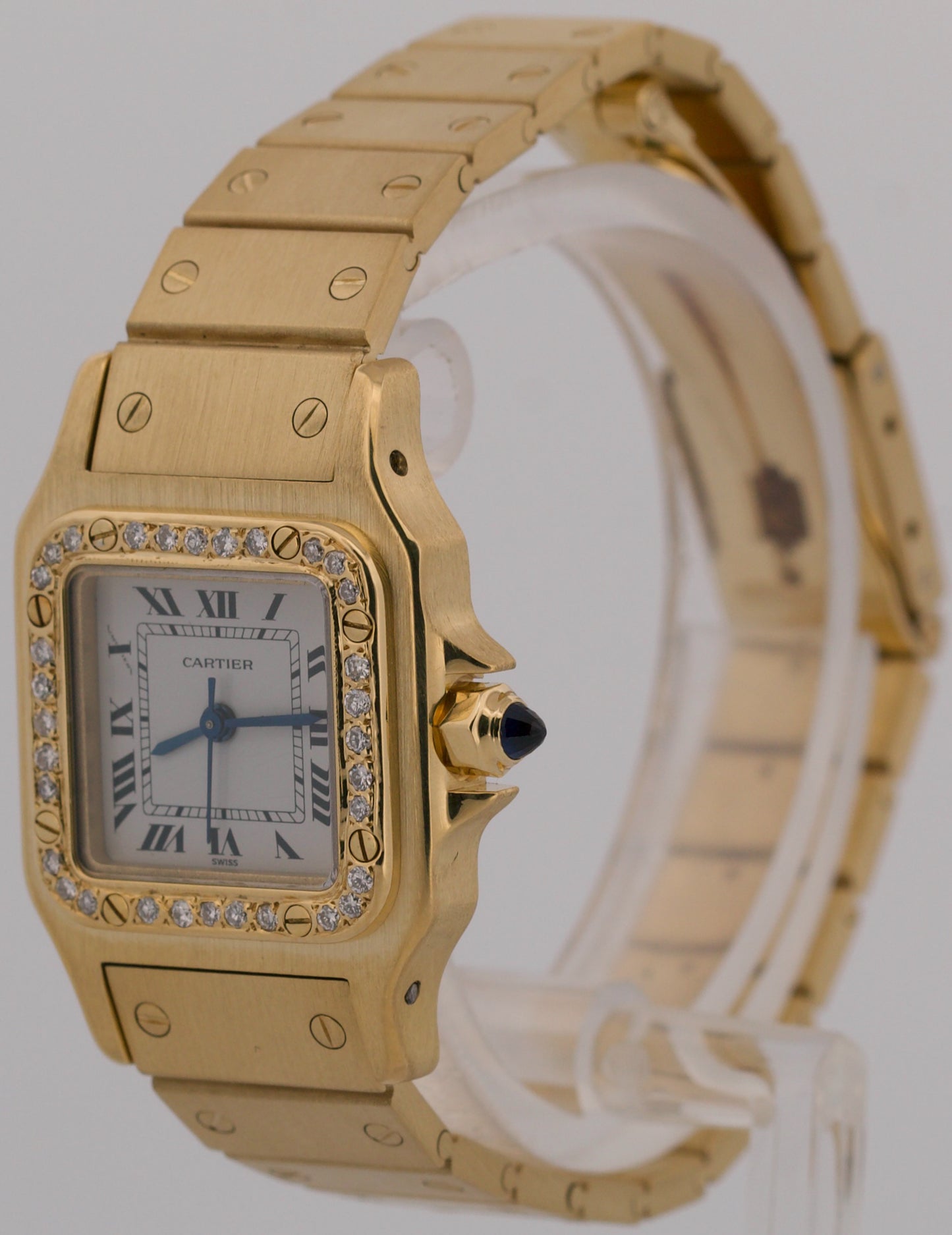 Ladies Cartier Santos WHITE ROMAN DIAMOND 18K Yellow Gold Automatic 24mm 8170