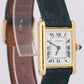 VINTAGE Ladies Cartier Tank Louis 18k Gold Green Leather 78087 21mm Manual Watch