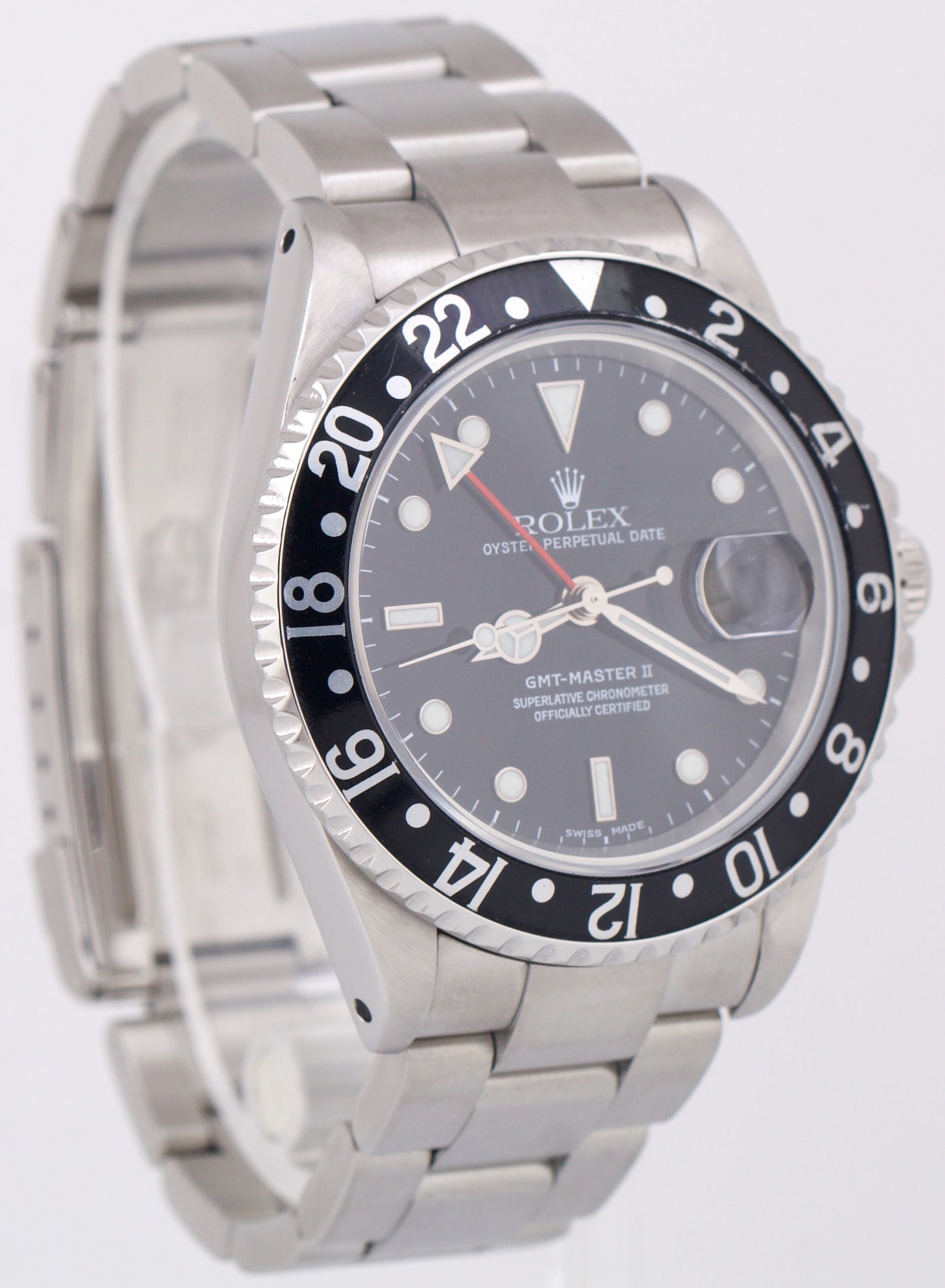 Rolex GMT-Master II 40mm Black Stainless Steel Red Oyster Date Watch 16710