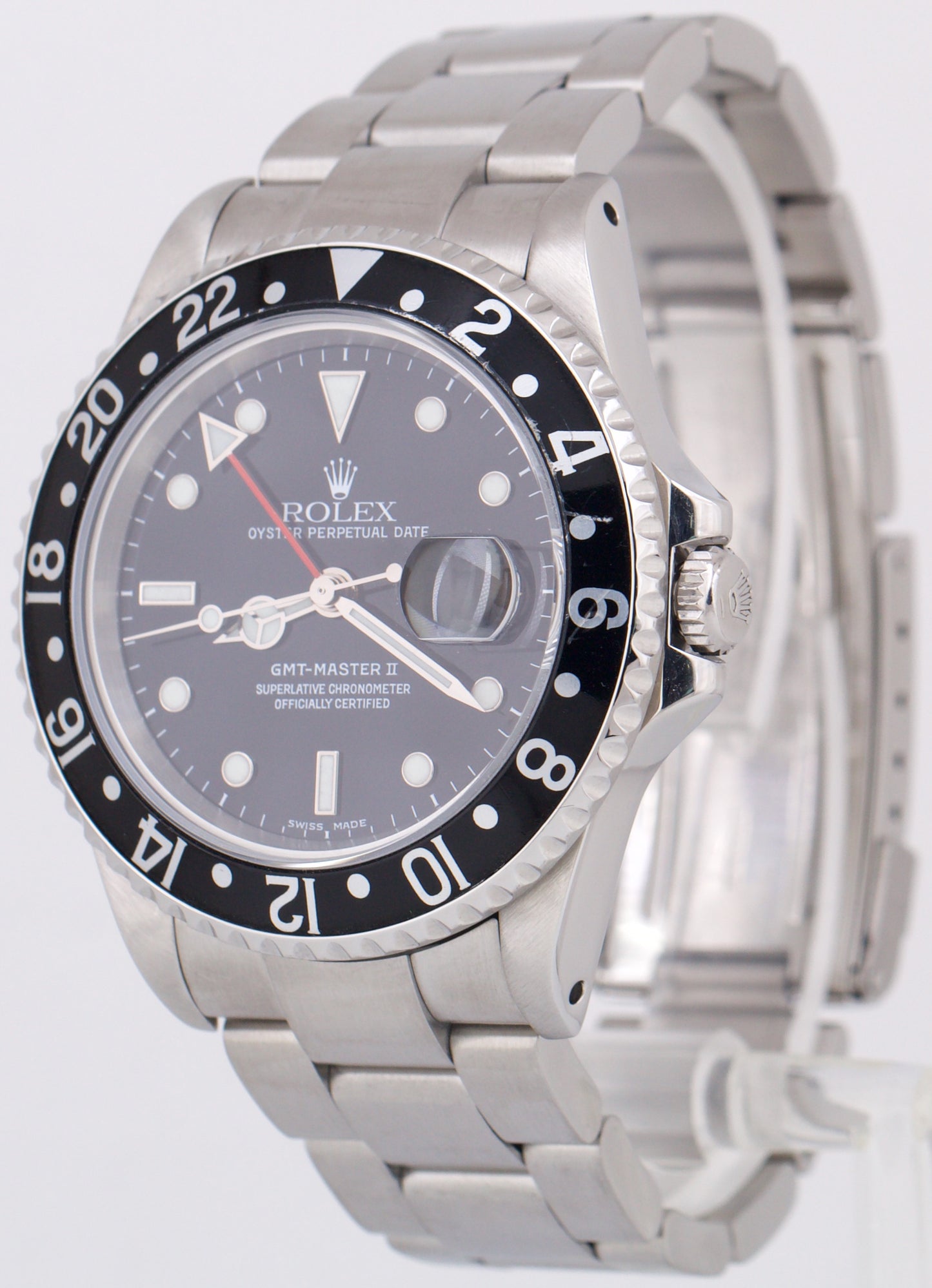 Rolex GMT-Master II 40mm Black Stainless Steel Red Oyster Date Watch 16710