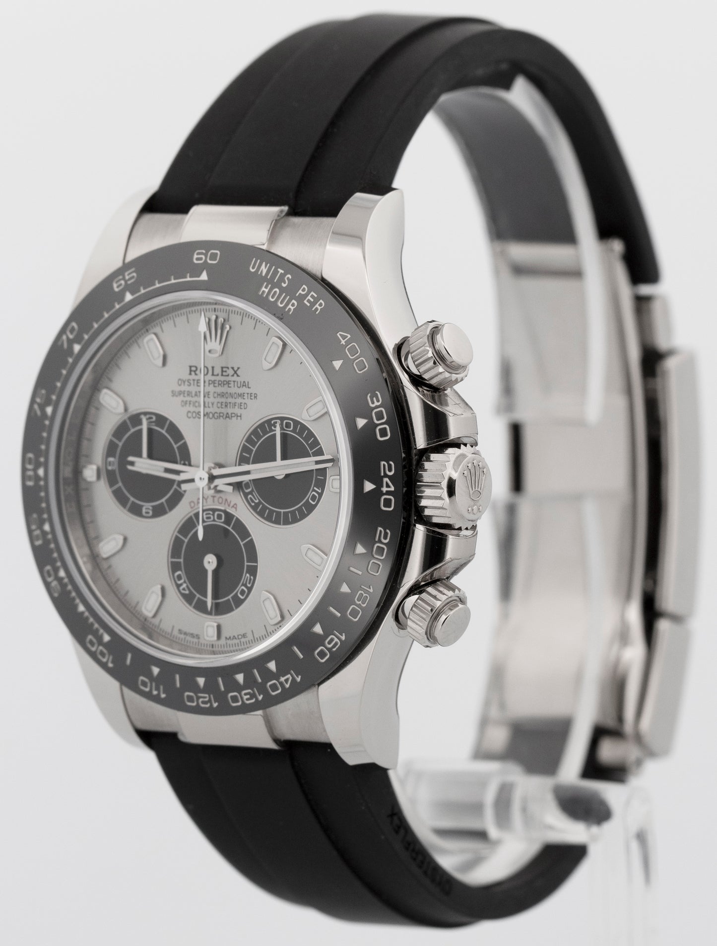 2019 PAPERS Rolex Daytona SILVER GHOST 18K Gold Oysterflex 40mm 116519 LN BOX