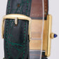 VINTAGE Ladies Cartier Tank Louis 18k Gold Green Leather 78087 21mm Manual Watch