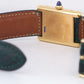 VINTAGE Ladies Cartier Tank Louis 18k Gold Green Leather 78087 21mm Manual Watch