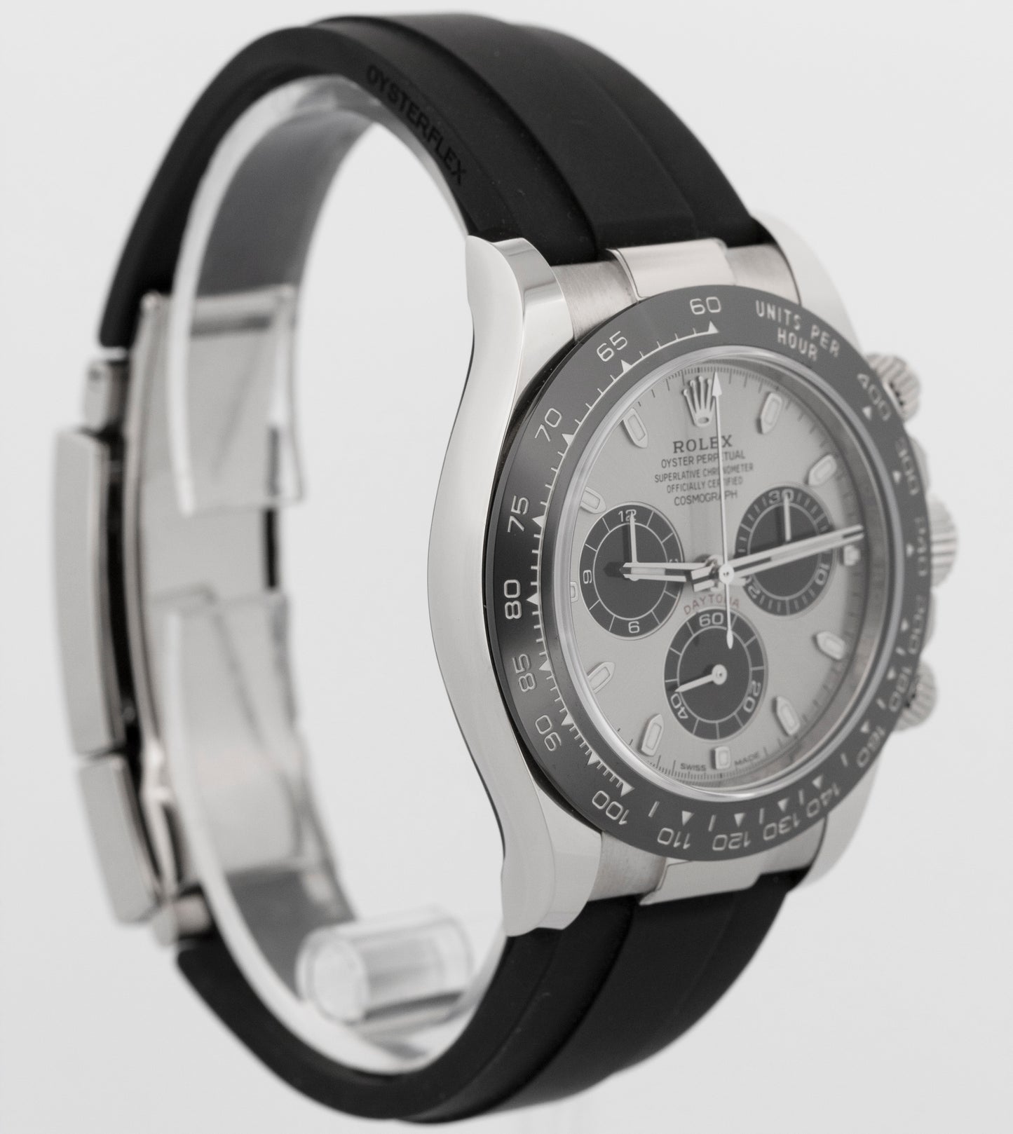 2019 PAPERS Rolex Daytona SILVER GHOST 18K Gold Oysterflex 40mm 116519 LN BOX