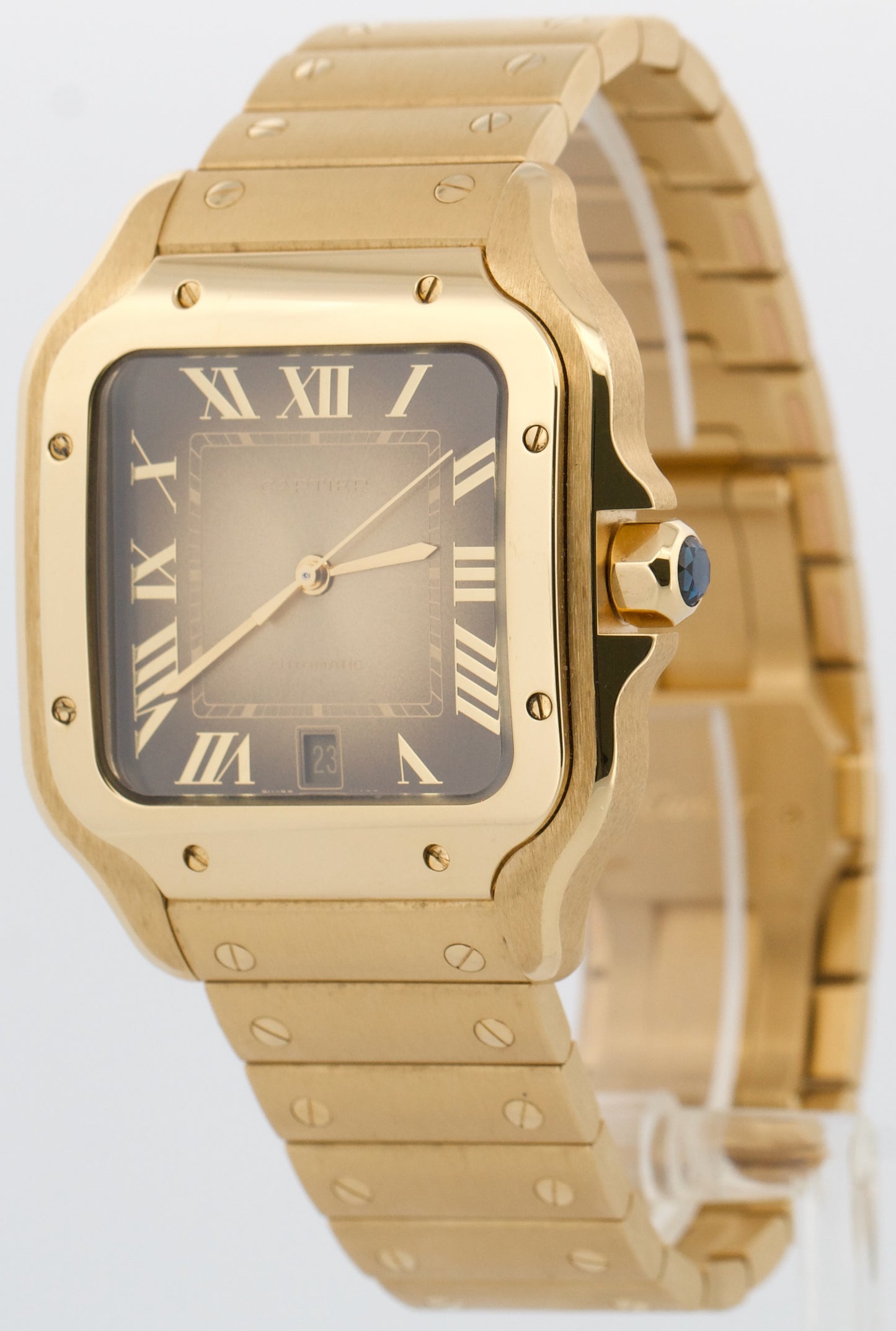 2024 PAPERS Cartier Santos GOLD SUNRAY 18K Yellow Gold 39.8mm 4070 WGSA0095 BOX
