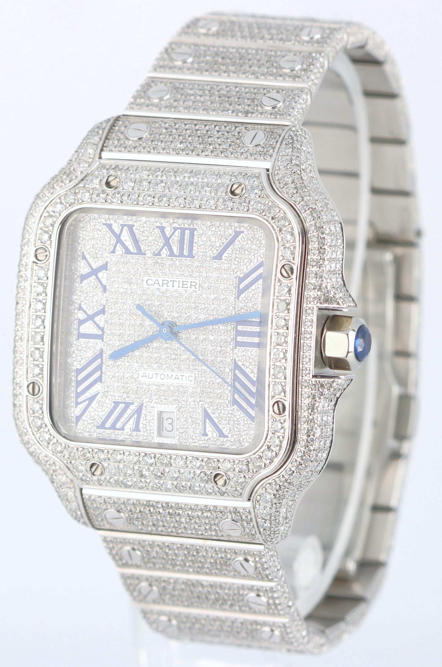 Cartier Santos LARGE PAPERS Pave DIAMOND 47.5x39.8mm WSSA0018 4072 Watch BOX