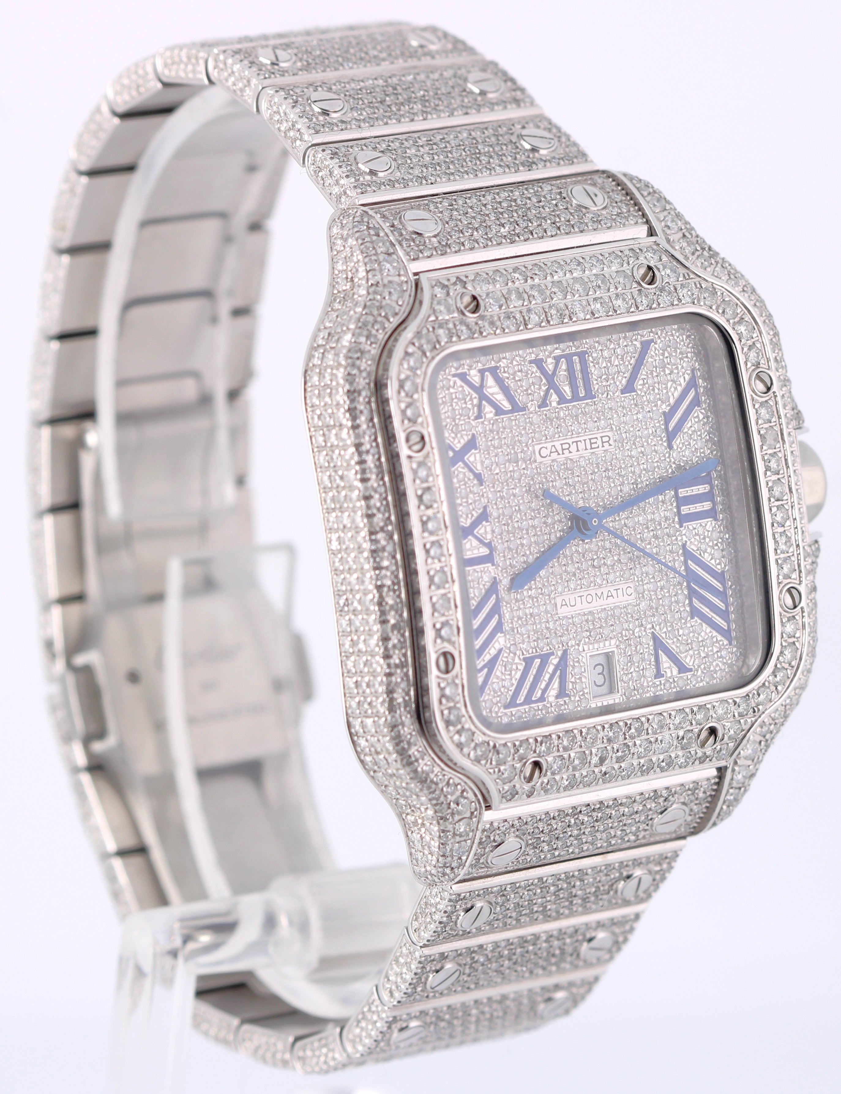 Cartier Santos LARGE PAPERS Pave DIAMOND 47.5x39.8mm WSSA0018 4072