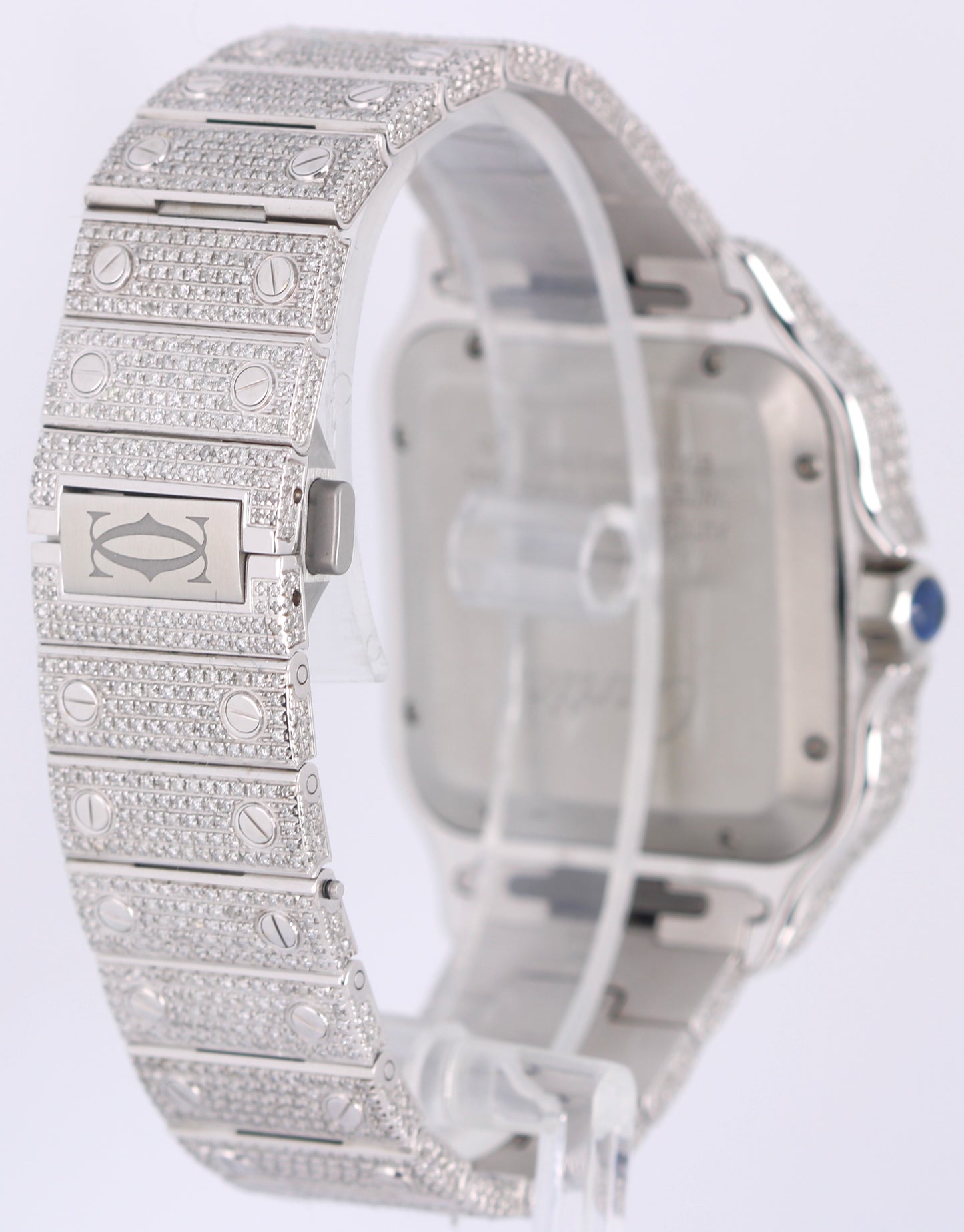 Cartier Santos LARGE PAPERS Pave DIAMOND 47.5x39.8mm WSSA0018 4072 Watch BOX