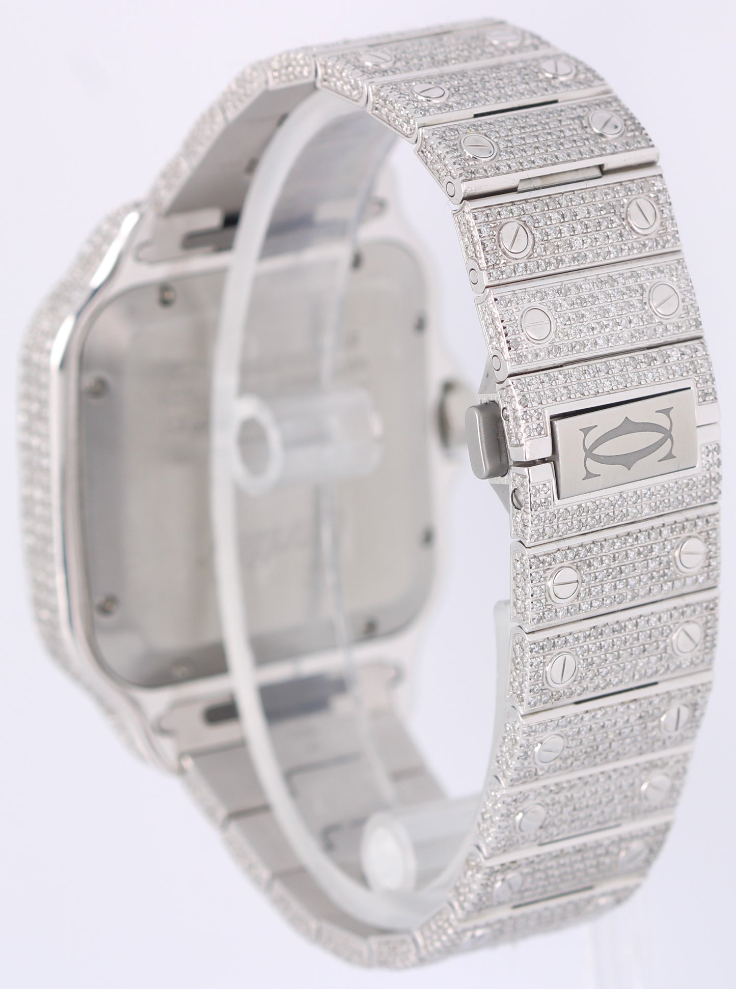 Cartier Santos LARGE PAPERS Pave DIAMOND 47.5x39.8mm WSSA0018 4072 Watch BOX