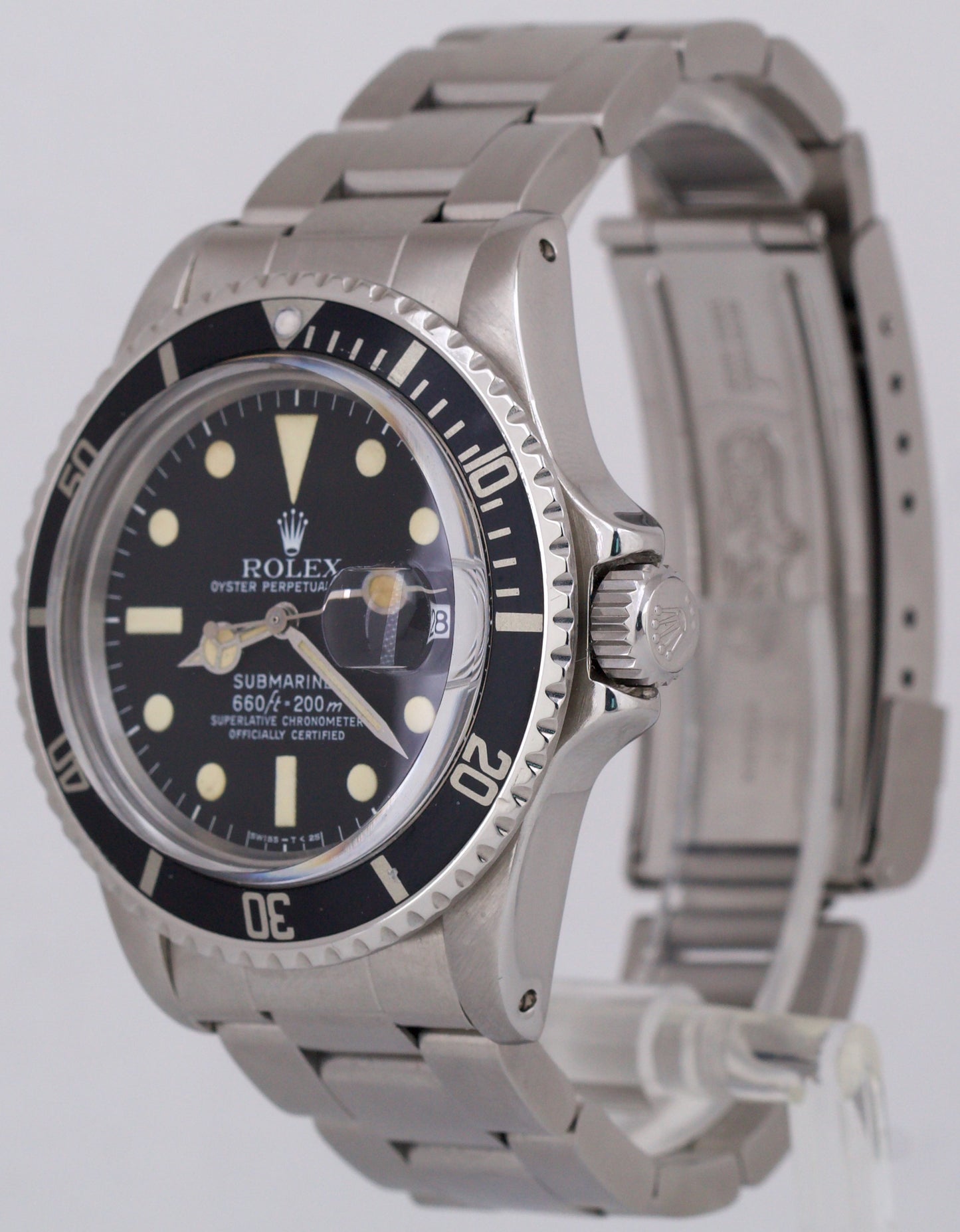 1974 Rolex Submariner Date PATINA Black 40mm Stainless Steel Oyster 1680 Watch