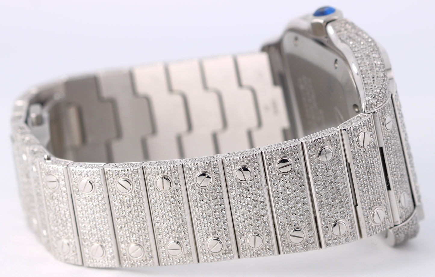 Cartier Santos LARGE PAPERS Pave DIAMOND 47.5x39.8mm WSSA0018 4072 Watch BOX