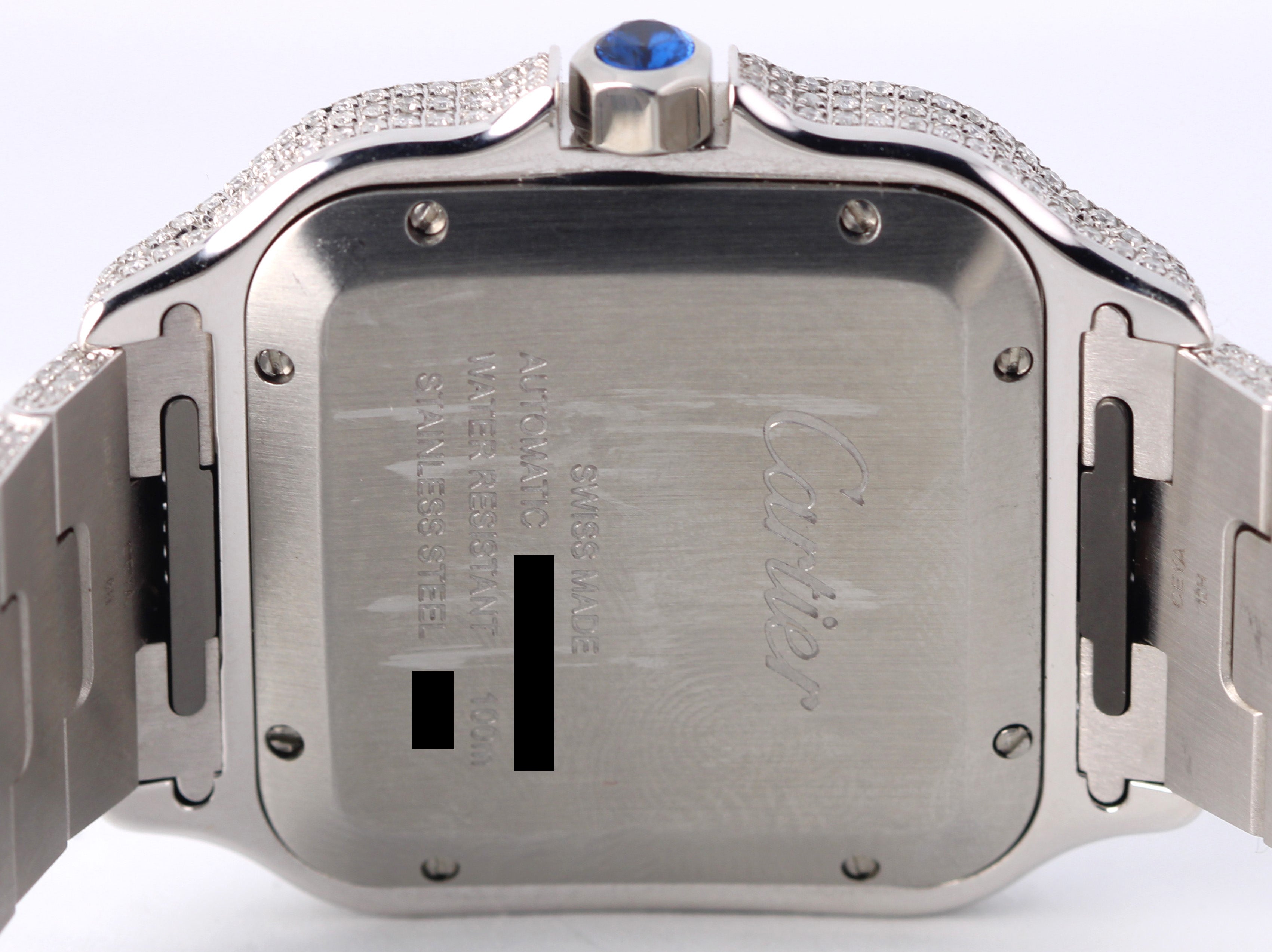 Cartier Santos LARGE PAPERS Pave DIAMOND 47.5x39.8mm WSSA0018 4072