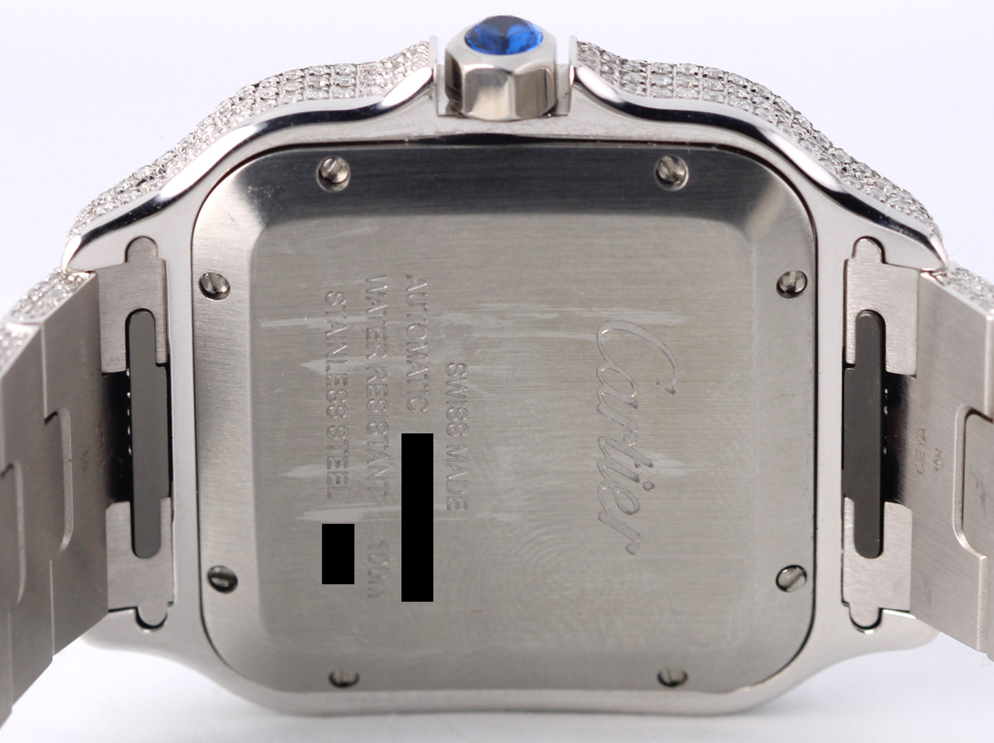 Cartier Santos LARGE PAPERS Pave DIAMOND 47.5x39.8mm WSSA0018 4072 Watch BOX