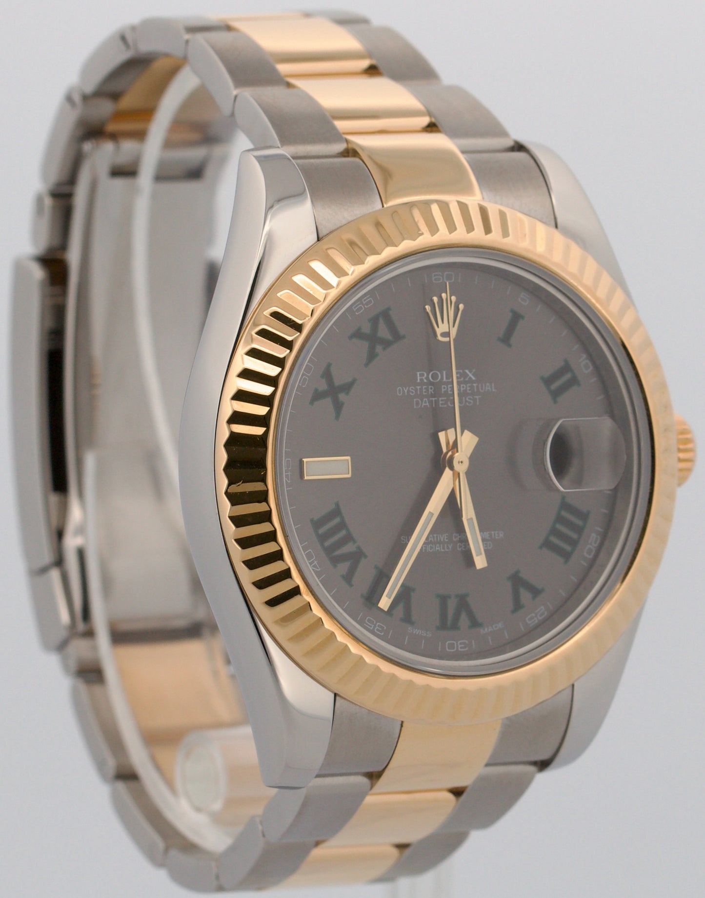 2010 PAPERS Rolex Datejust II WIMBLEDON Rhodium Steel 18K Gold 41mm 116333 BOX