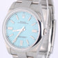 2022 PAPERS UNPOL. Rolex Oyster Perpetual Steel TURQUOISE 41mm 124300 Watch BOX