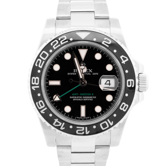 PAPERS Rolex GMT-Master II BLACK Green Stainless Ceramic 40mm 116710 LN BOX