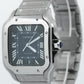 2023 PAPERS Cartier Santos 39.8mm BLUE 4072 WSSA0030 Stainless Steel Watch BOX