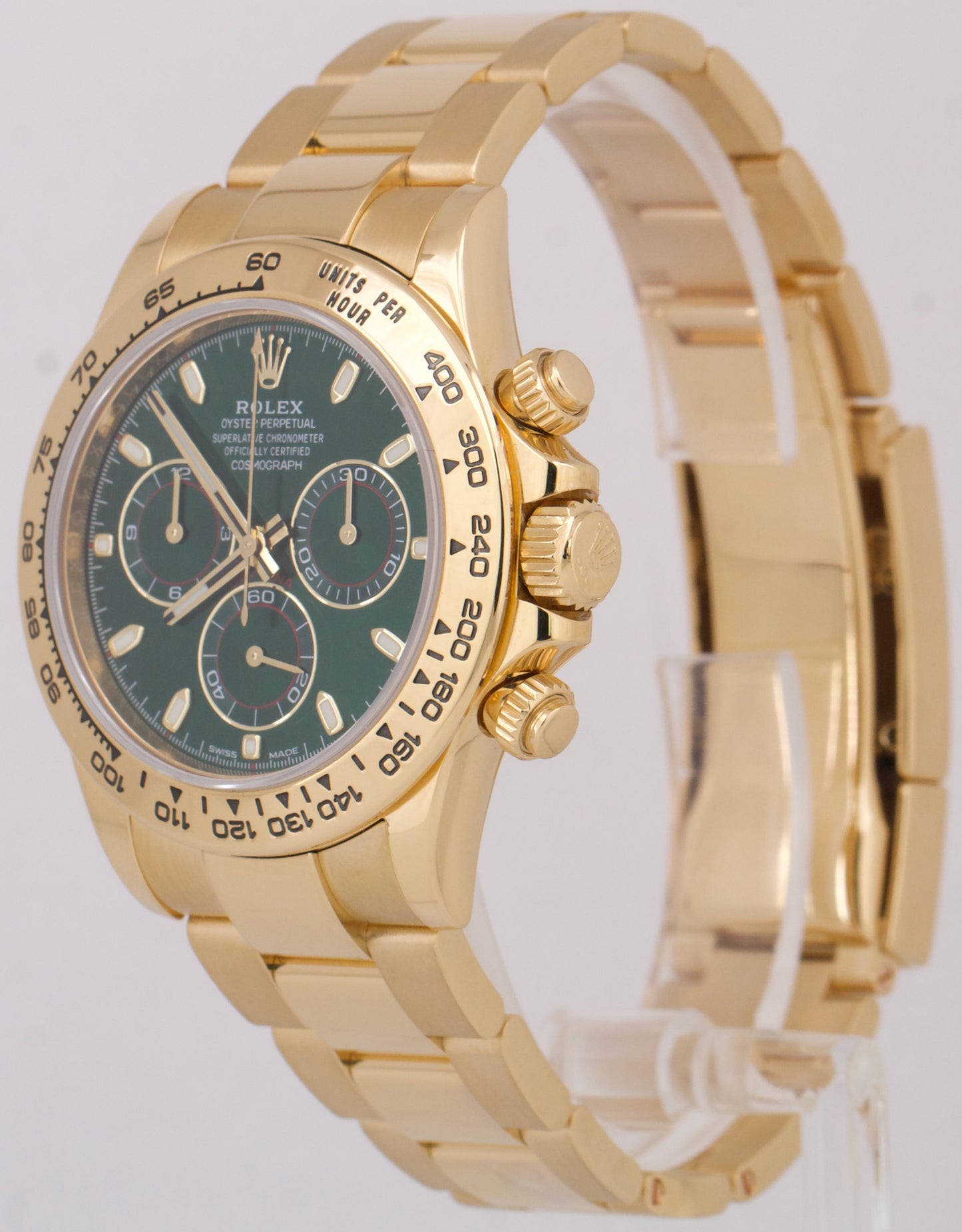 MINT PAPERS Rolex Daytona Cosmograph GREEN 40mm 18K Yellow Gold Watch 116508 BOX