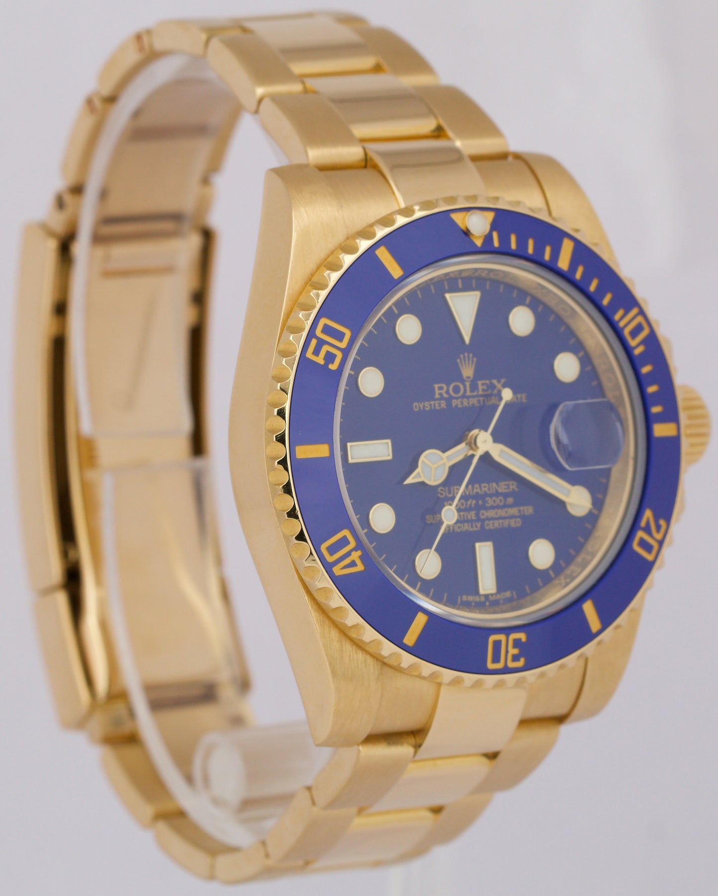 PAPERS Rolex Submariner Date BLUE 40mm Ceramic 18K Yellow Gold 116618 LB BOX