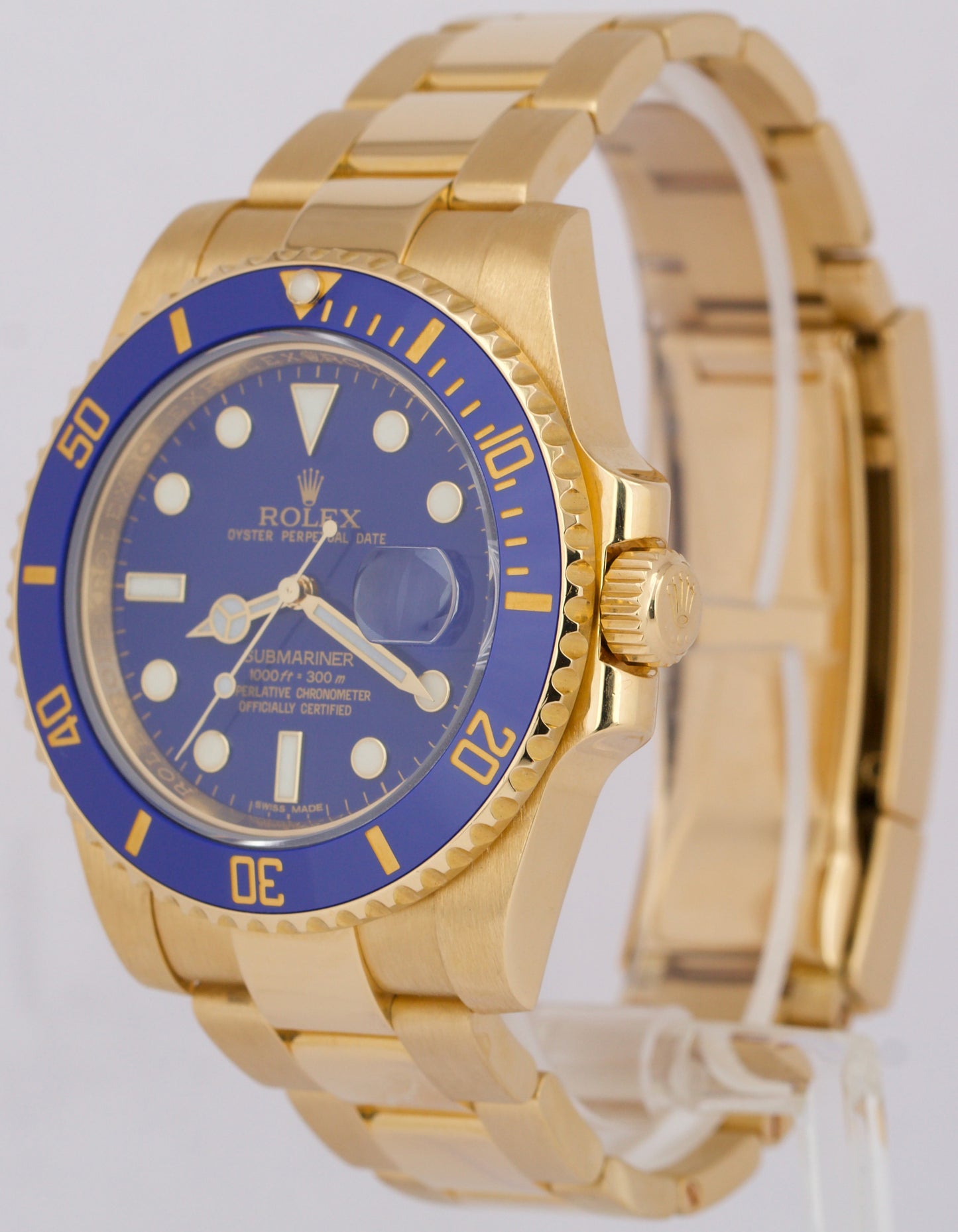 PAPERS Rolex Submariner Date BLUE 40mm Ceramic 18K Yellow Gold 116618 LB BOX