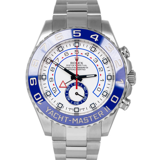 MINT PAPERS Rolex Yacht-Master II 44mm White Stainless Blue Watch 116680 BOX